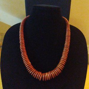 Graduating Chunky, Red Jasper Disc Beaded Necklace-mkd FAS Sterling Silver